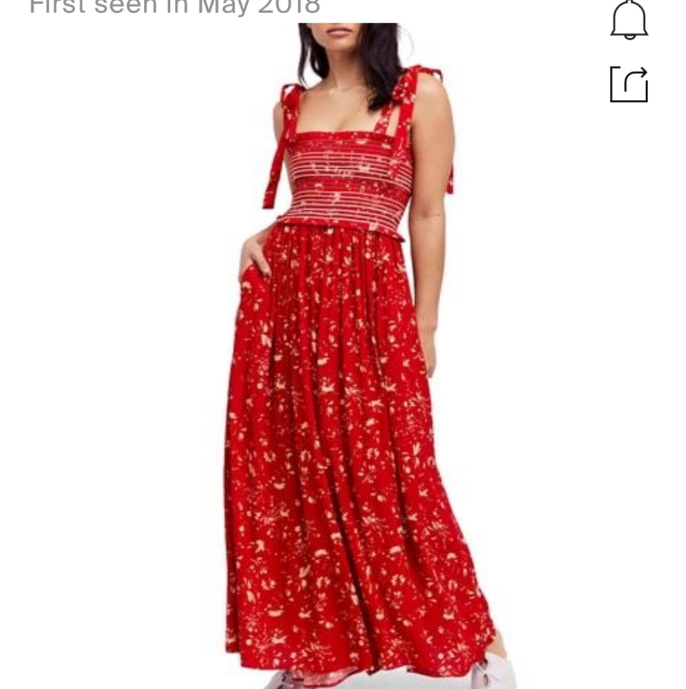 Free People color my world red floral jumpsuit